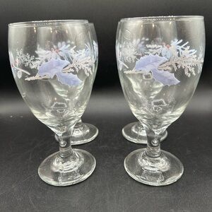 Vintage Pfaltzgraff Glass Iced Beverages Tea Winter Frost Blue 16 oz Set of 4